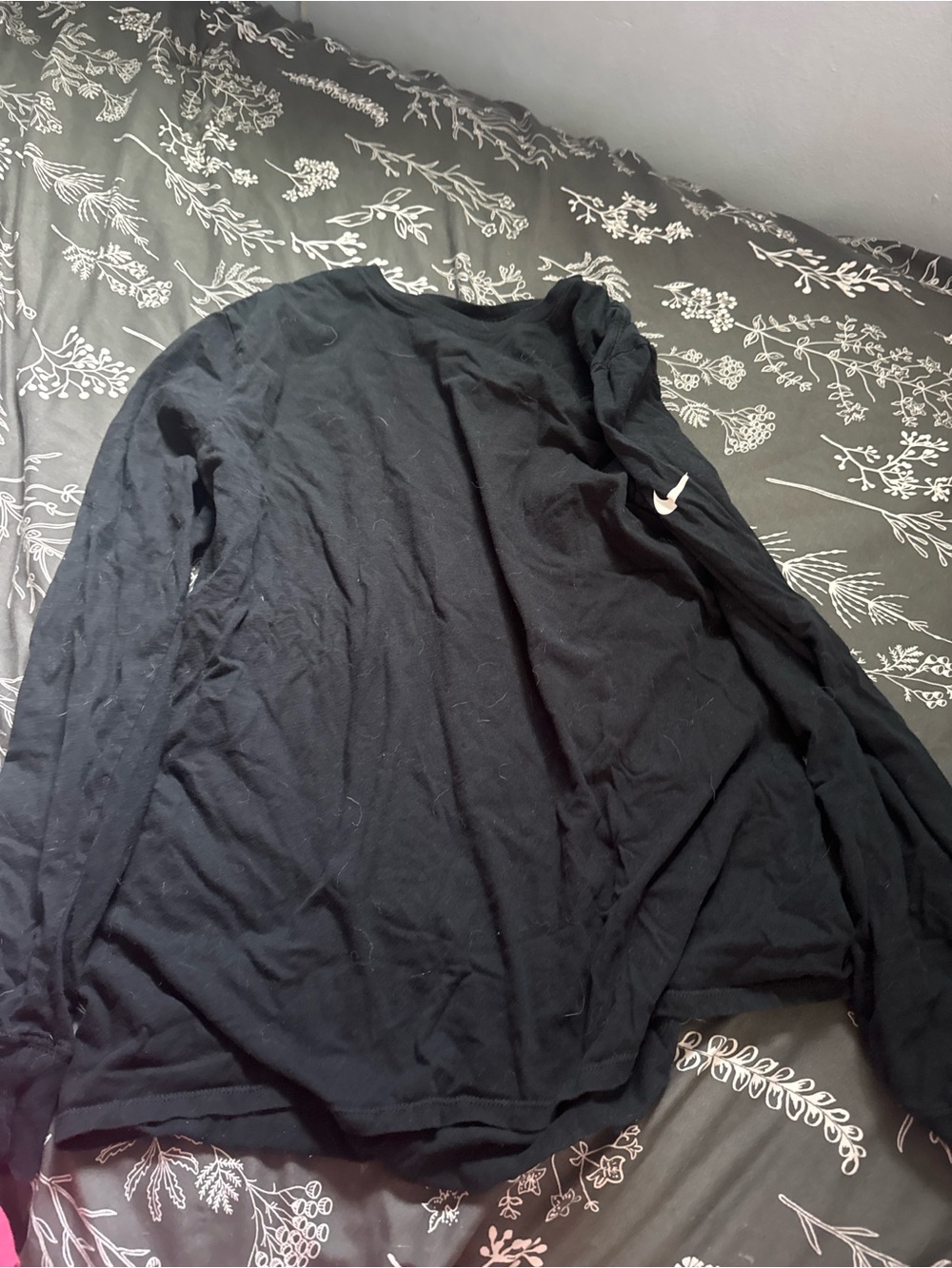 Nike Black Long Sleeve Crew Shirt with Small Swoosh